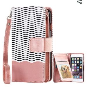 Pink phone case, 6s phone cover, phone wristlet, wallet case, protective case